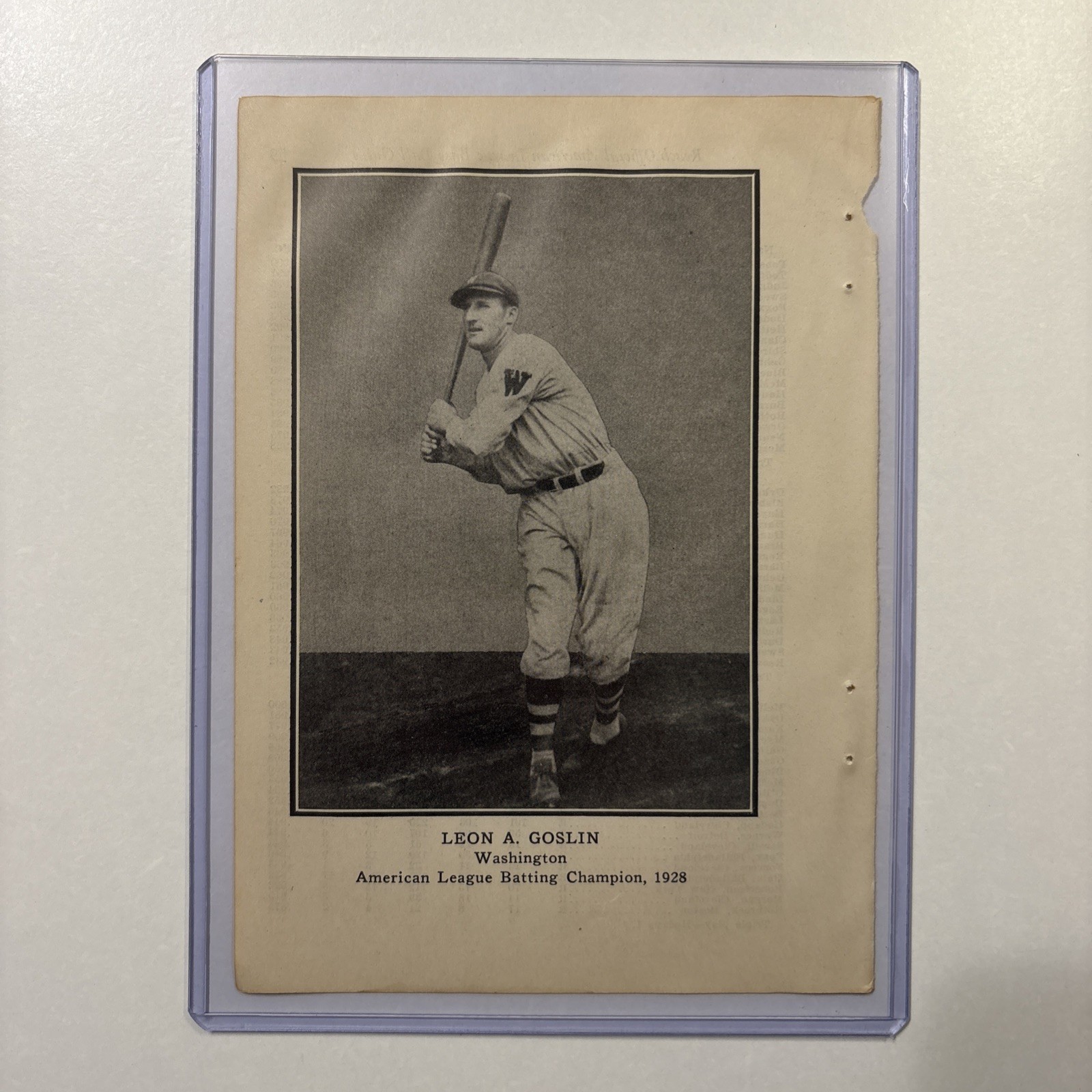 1928 Leon “Goose” Goslin AL Batting Champion Picture Antique Baseball Senators