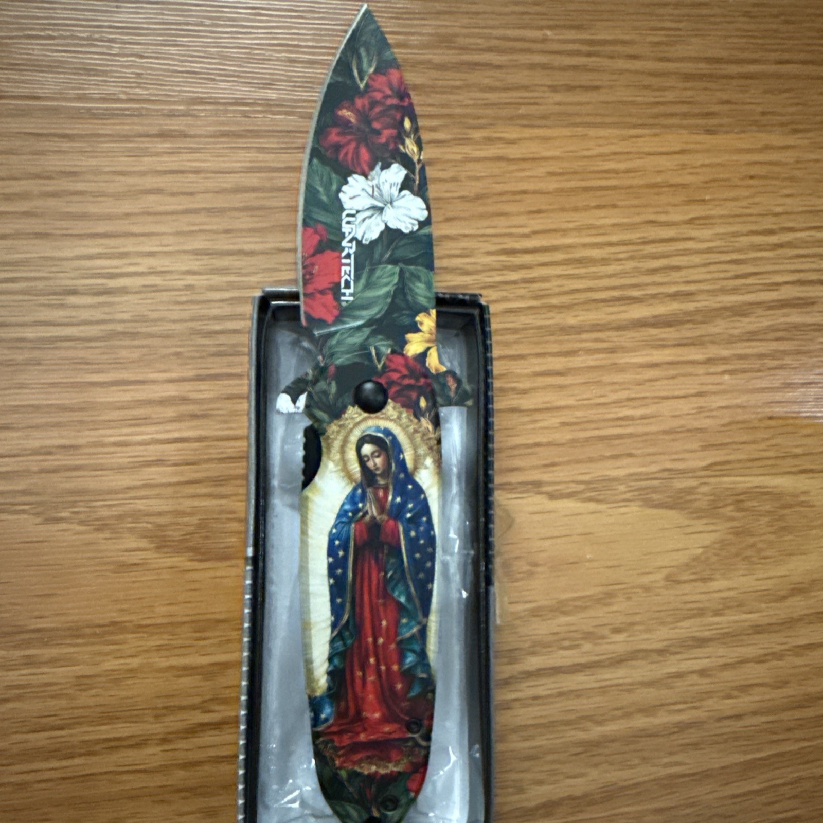 Mary virgin mother of Jesus Religion Spring Assisted Open Pocket Knife Metal