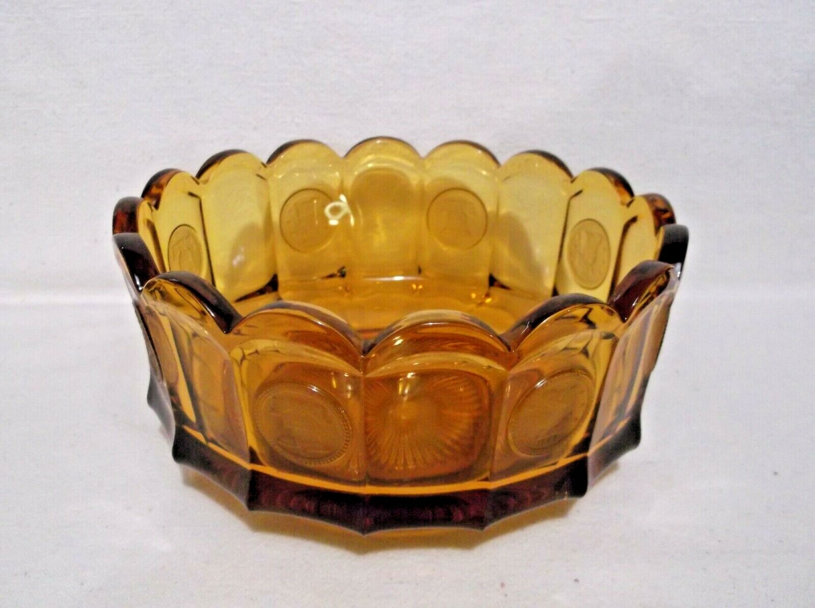 Fostoria Amber Coin Glass Bowl Scalloped Edge Liberty Coin Fostoria Amber Coin Glass Bowl Scalloped Edge Liberty Coin