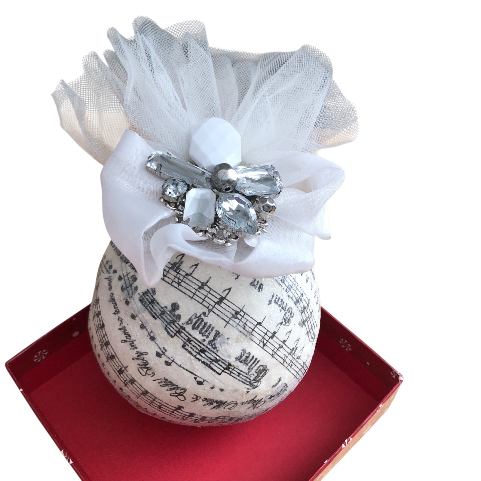 Barrington Studio Christmas Ornament Joy to The World Tulle Rhinestone Music NEW