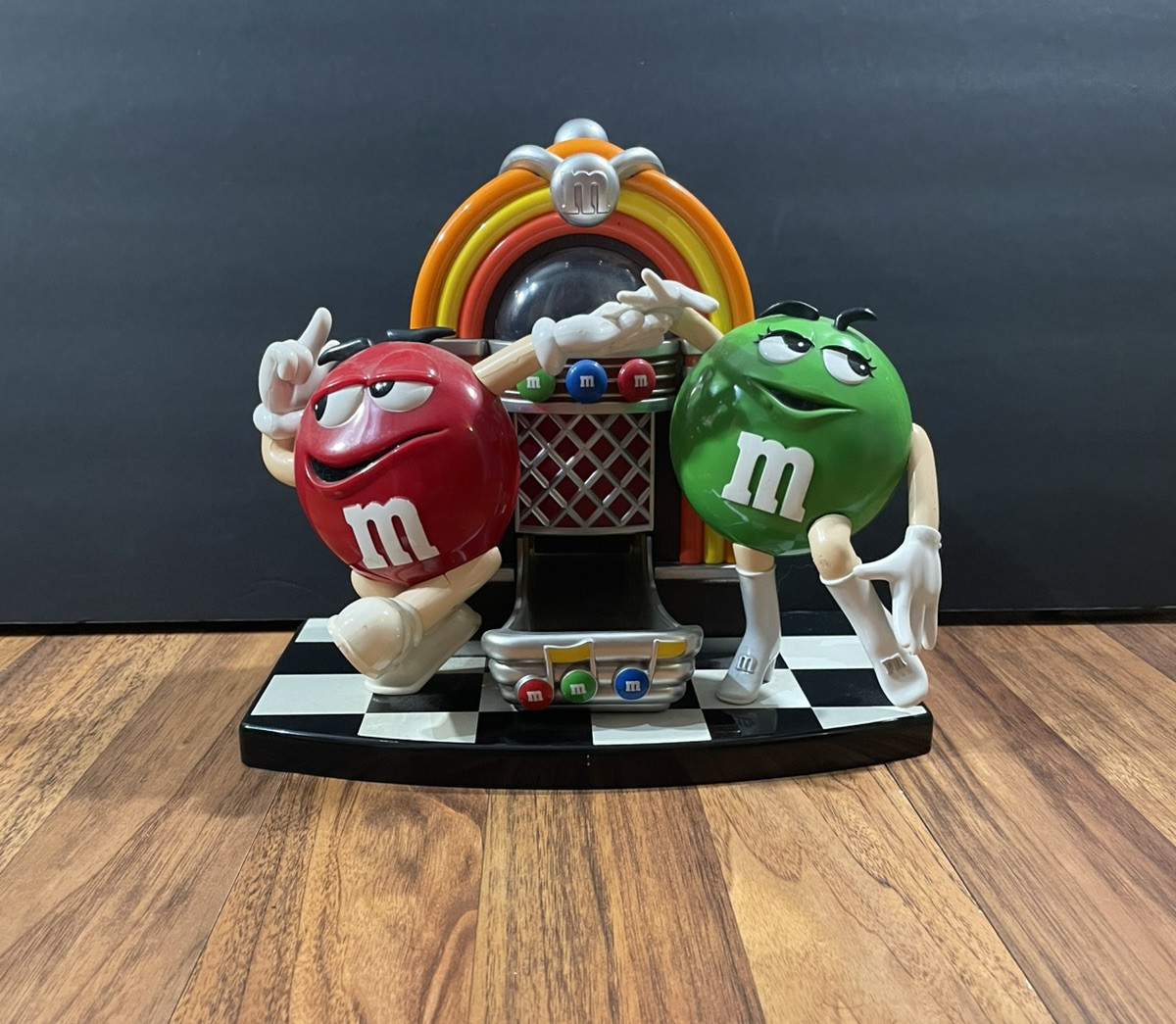 M&M’s Rock & Roll Jukebox Candy Dispenser Red & Green M&Ms - Pre-owned