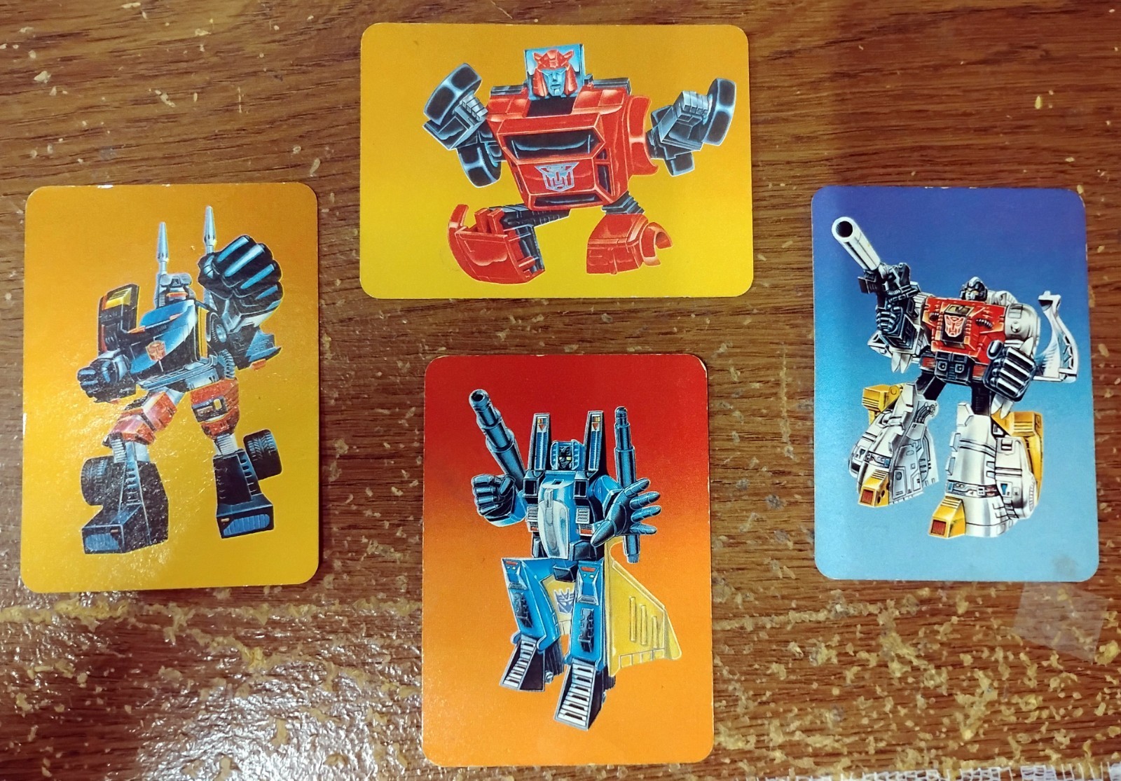 1985 Hasbro Transformers Cliffjumper, Trailbreaker, Sludge, and Dirge Cards