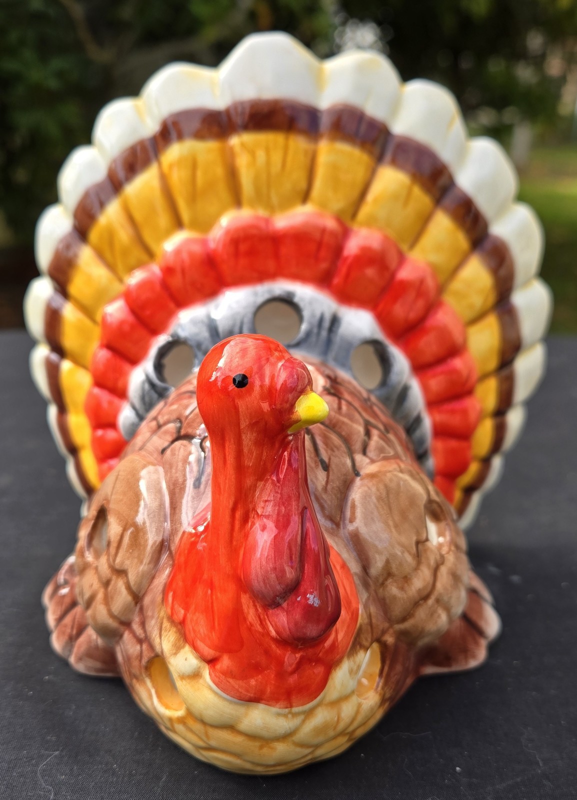 VTG 90s Ceramic Tom Turkey Tea Light Candle Holder With Battery Operated Light