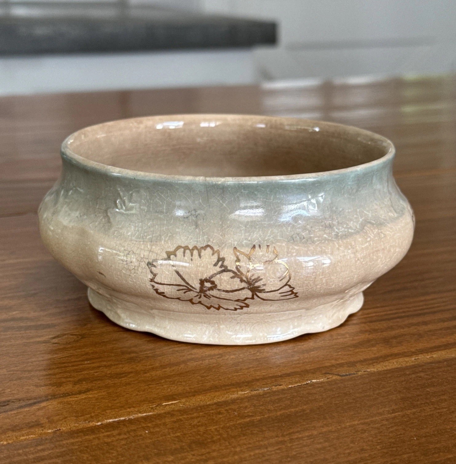 Antique KT&K Jardiniere Planter Bowl Knowles Taylor Knowles Floral Gold