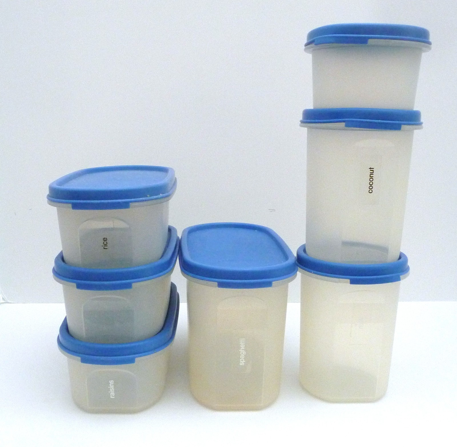 Tupperware Modular Mates LOT of 7 Containers Blue Lids