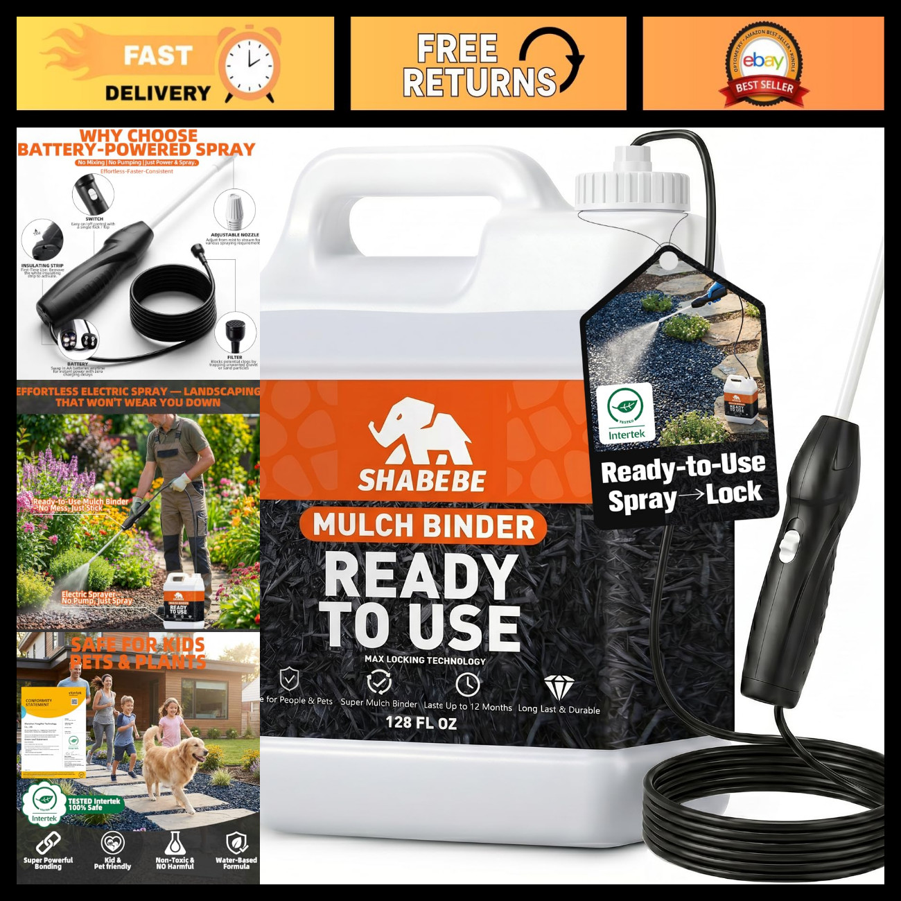 Ready-to-Use Rock Glue with Electric Sprayer, 1 Gallon Mulch & Gravel Binder, Co Ready-to-Use Rock Glue with Electric Sprayer, 1 Gallon Mulch & Gravel Binder, Co