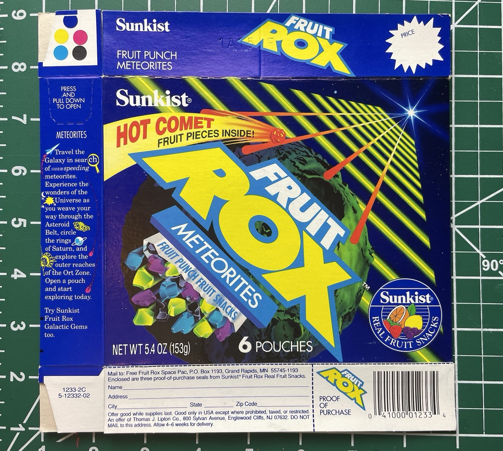 1990’s Sunkist FRUIT ROX METEORITES Box Fruit Snack Vintage