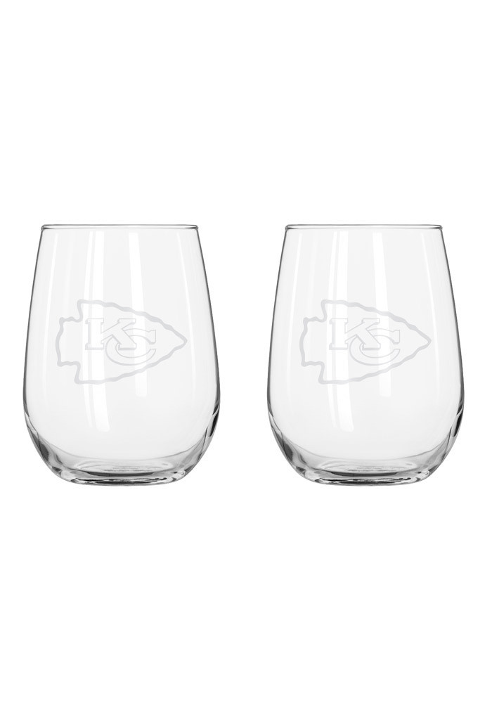 4 Kansas City Chiefs NFL Etched Logo Stemless Glasses ( Super Bowl 58 )
