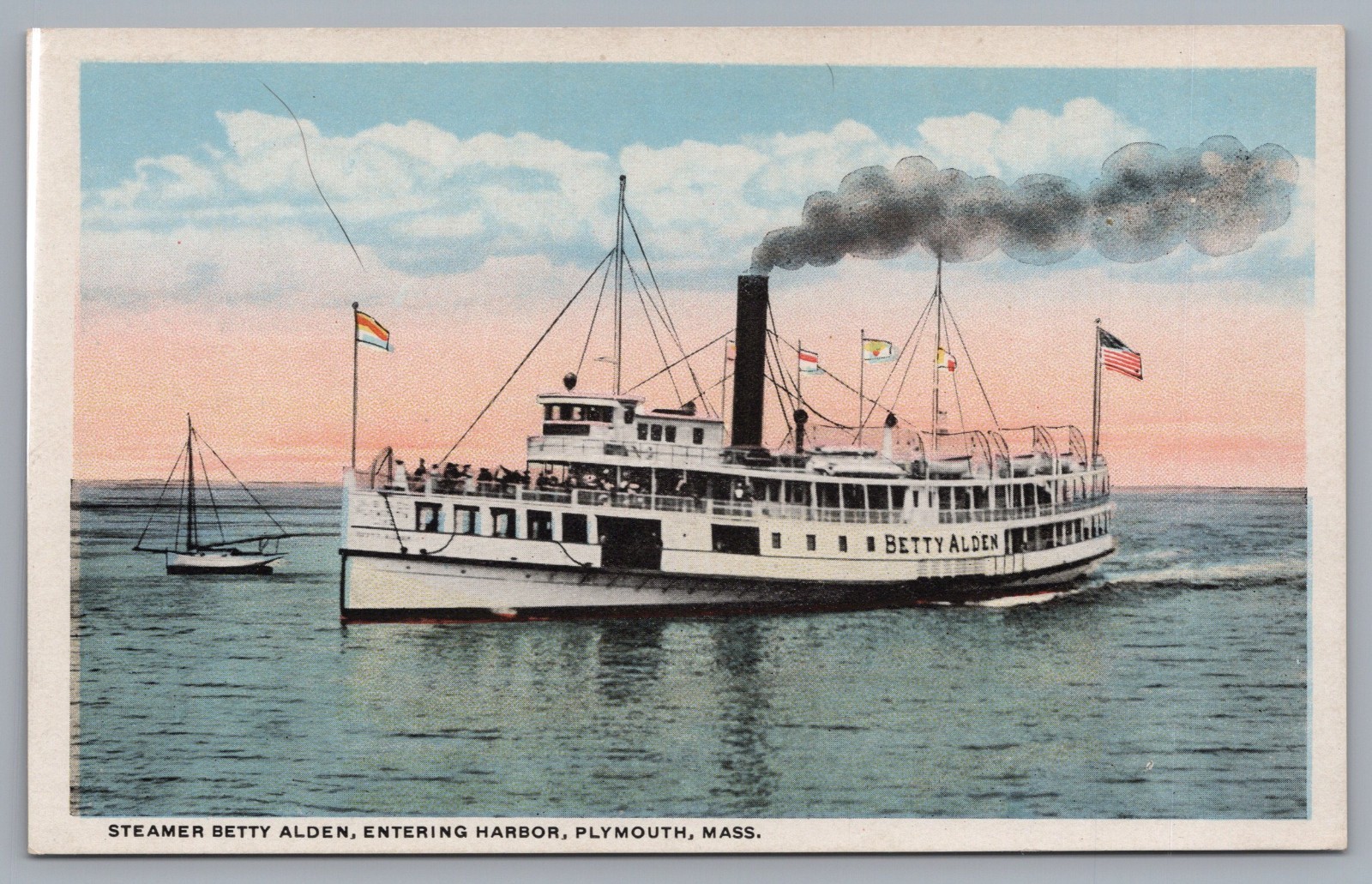 Steamer Betty Alden Entering Harbor Plymouth Massachusetts Postcard Steamer Betty Alden Entering Harbor Plymouth Massachusetts Postcard