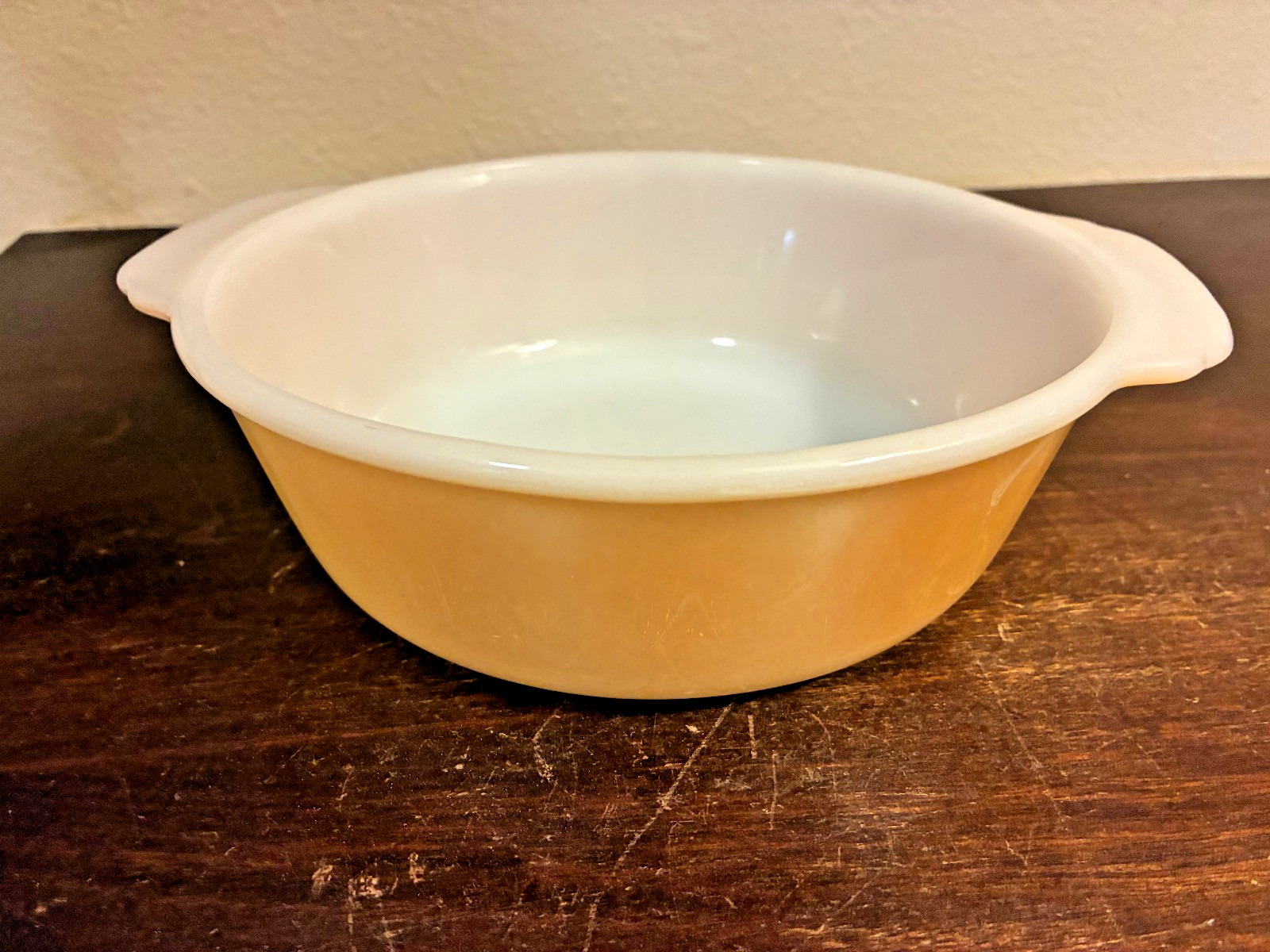 Fire King Anchor Hocking Casserole Bowl, 447 1 1/2 Qt, Peach Lustre