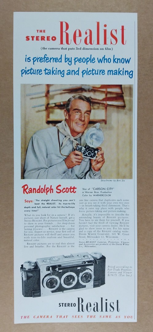 1952 Stereo Realist Camera vintage print Ad