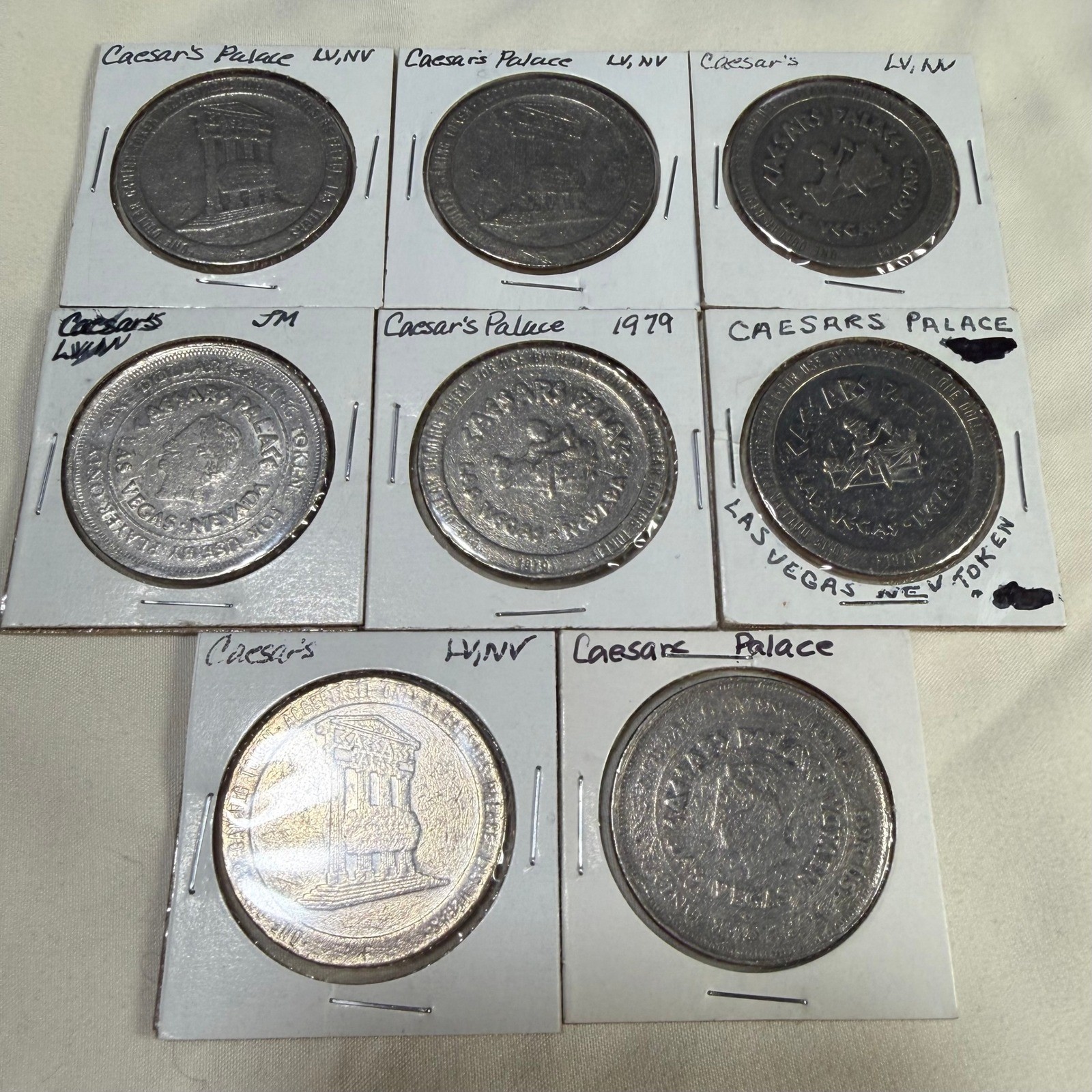 Lot of 8 Caesars Palace Las Vegas $1 One Dollar Gaming Tokens Vintage 1979 NV Lot of 8 Caesars Palace Las Vegas $1 One Dollar Gaming Tokens Vintage 1979 NV