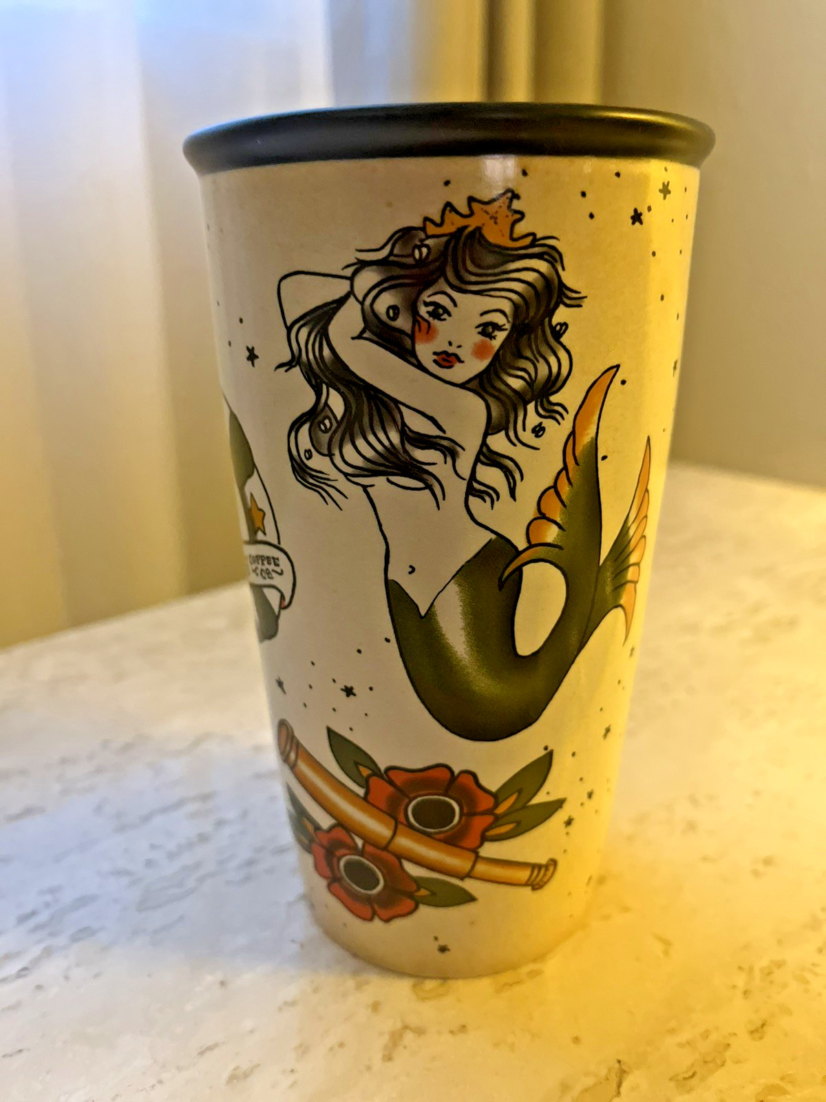 Starbucks 2015 Mermaid Tattoo Ceramic Travel Mug