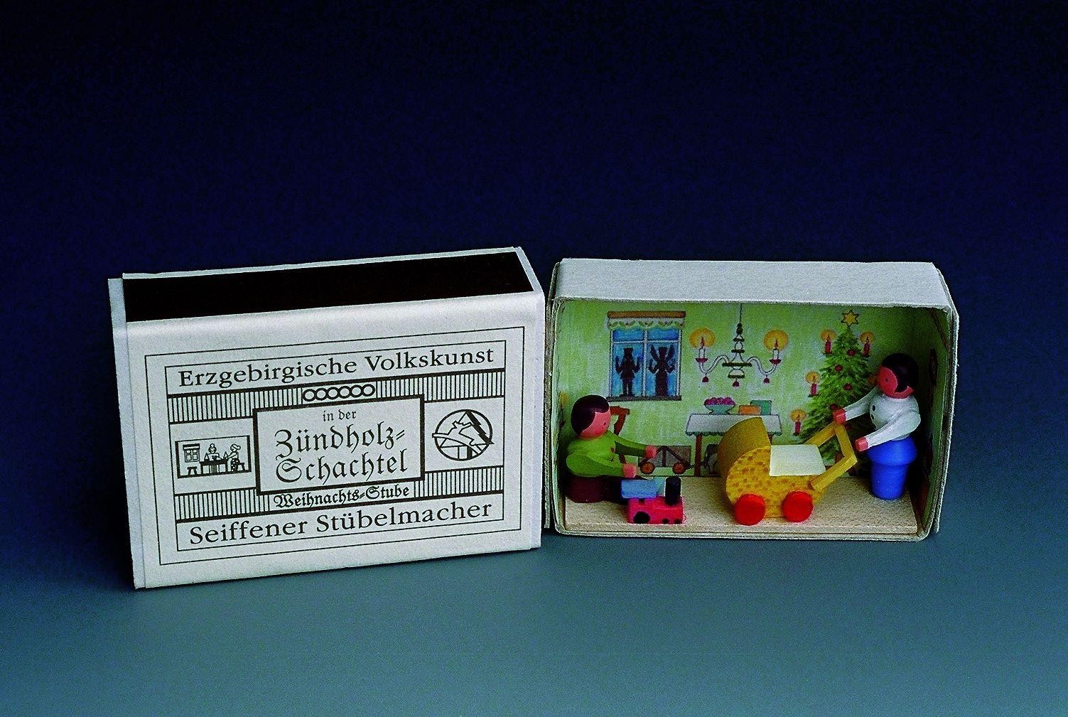 Miniaturzündholzschachtel Weihnachtsstube Wxh 2x1 5/8in New Seiffen Miniature Miniaturzündholzschachtel Weihnachtsstube Wxh 2x1 5/8in New Seiffen Miniature