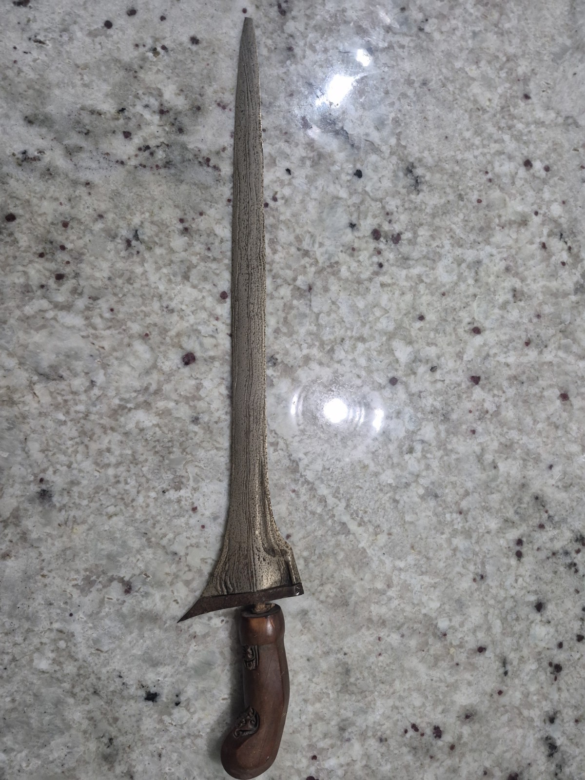 ANTIQUE INDONESIAN JAVANESE KERIS KRIS DAGGER DAMASCUS CARVED WOOD KNIFE SWORD