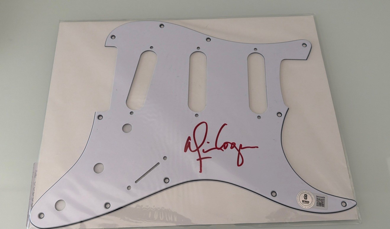 Alice Cooper Signed Electric Pickguard Beckett BAS Authentication 