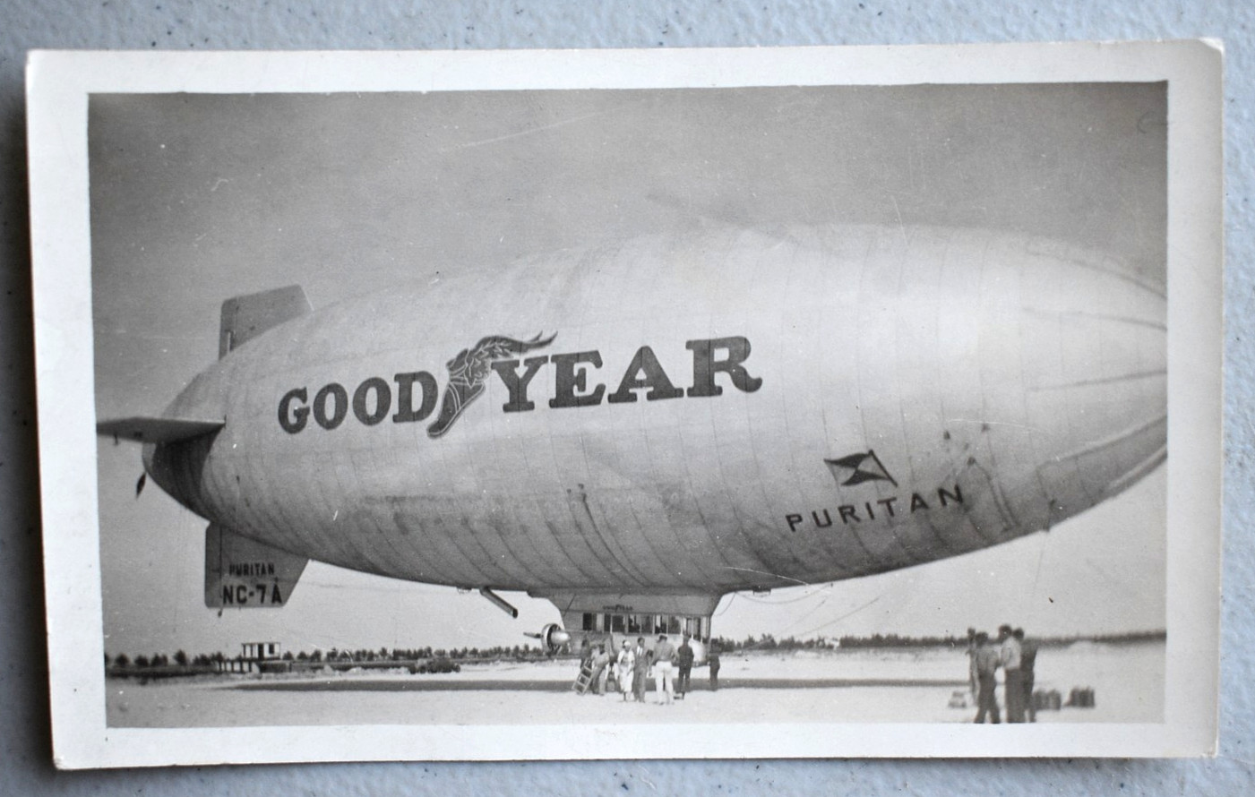 Good Year Puritan Blimp Airfield Vintage Snapshot Photo Goodyear Airship c1930s Good Year Puritan Blimp Airfield Vintage Snapshot Photo Goodyear Airship c1930s
