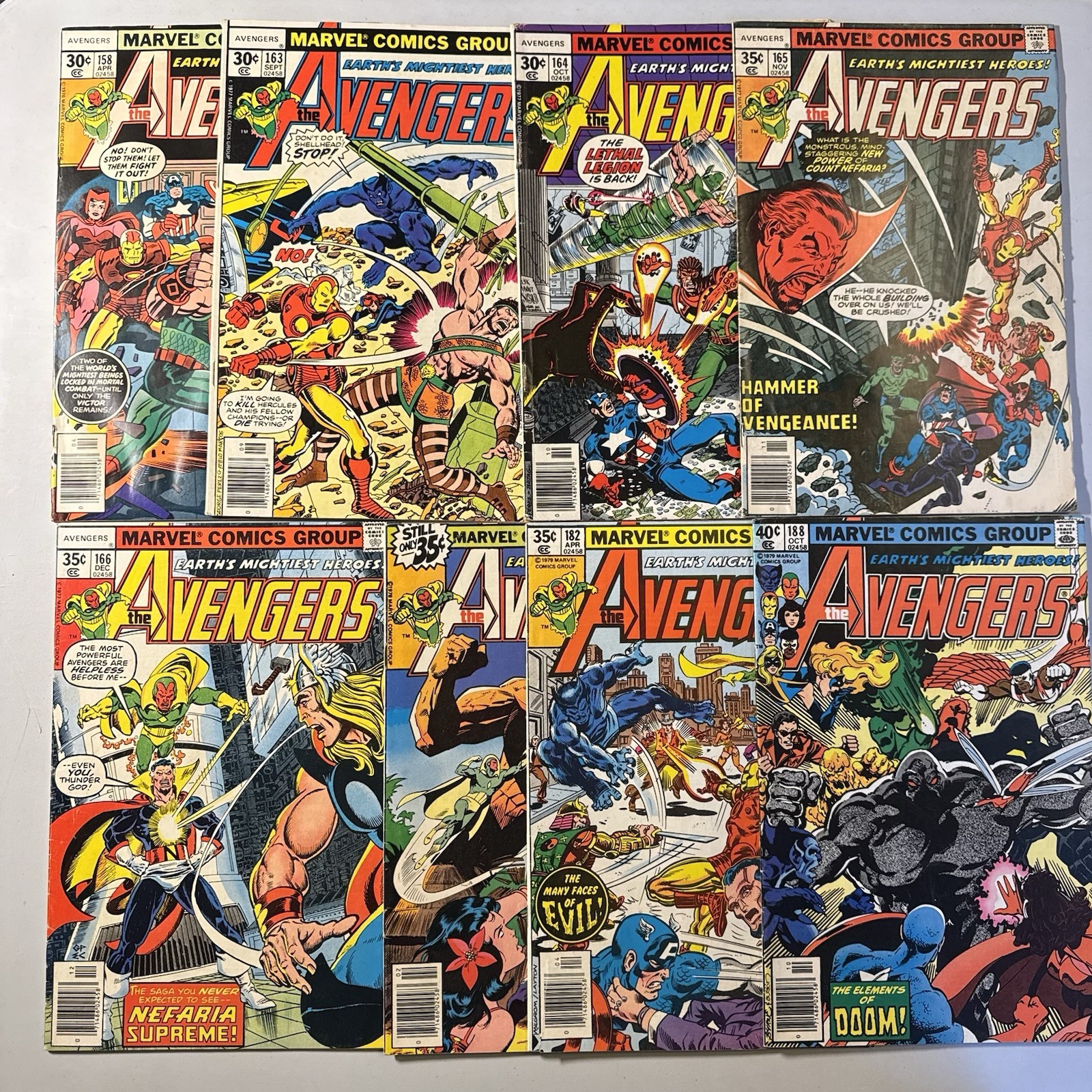 Avengers Bronze Age Comic Lot 158 163 164 165 166 180 182 188 Many Keys 1st app