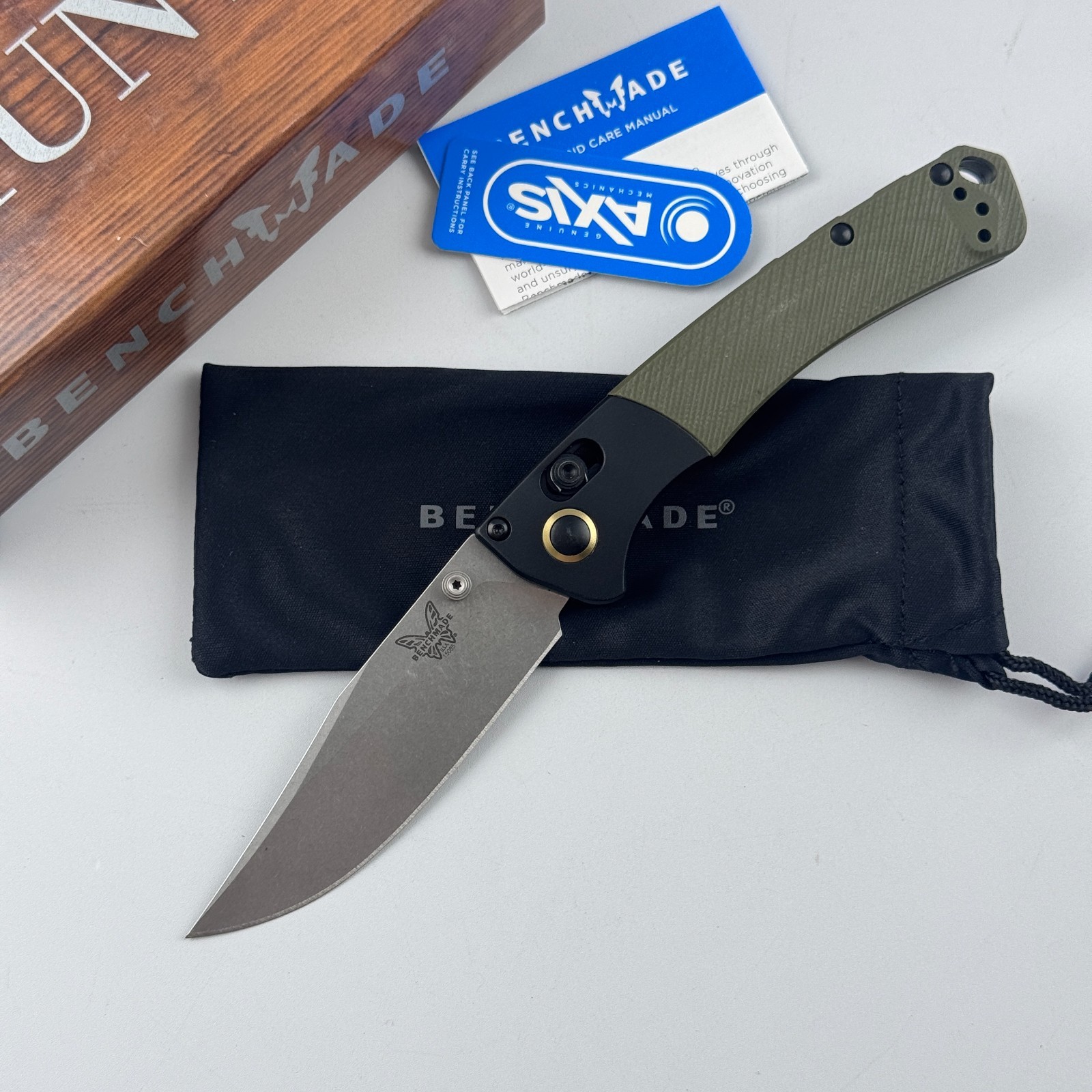 Benchmade Mini Crooked River CU15085-BK-S30V Green G10 Handle Folding Knife