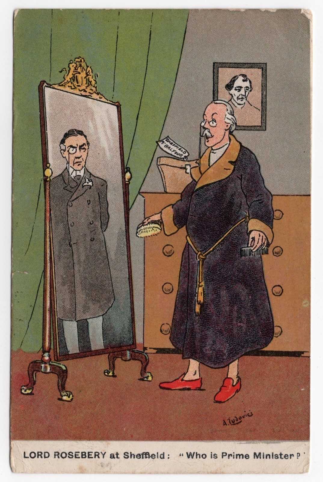 Antique Political Satire Postcard Lord Rosebery Minister Comic Davidson Bros