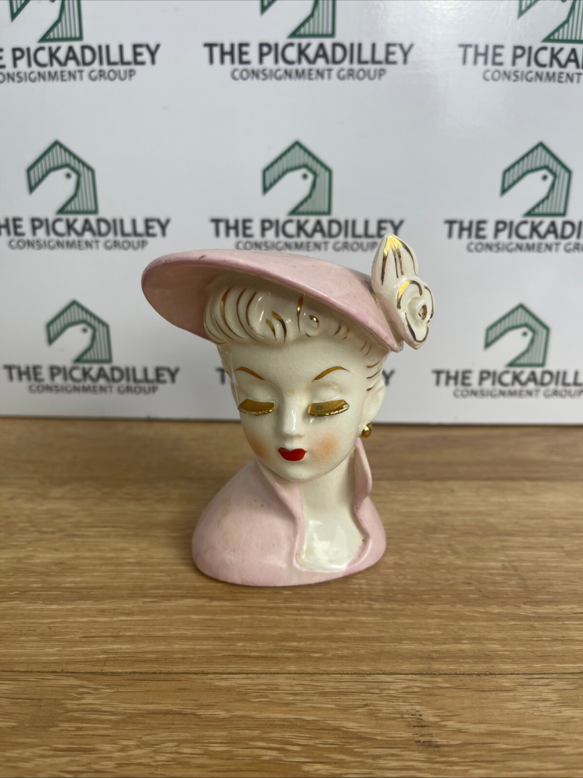Vintage Irice Pink Lady Head Vase Mid Century Ceramic Planter