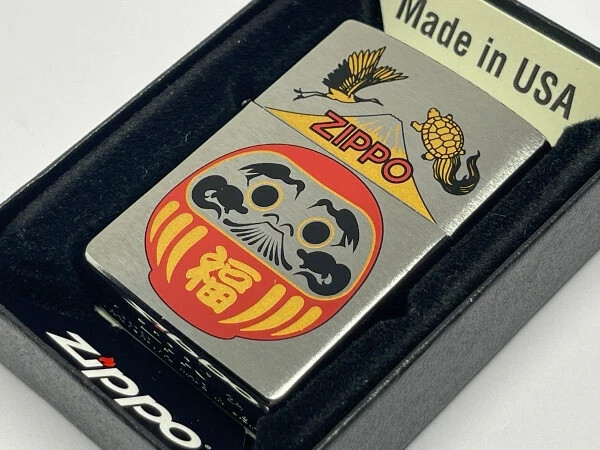 Zippo Fortune Daruma Silver Red One Side Processing Regular Lighter