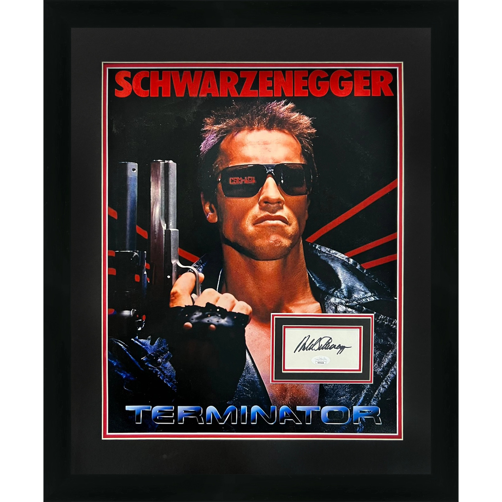Arnold Schwarzenegger Autographed Terminator Deluxe Framed 16x20 Movie Poster Pi