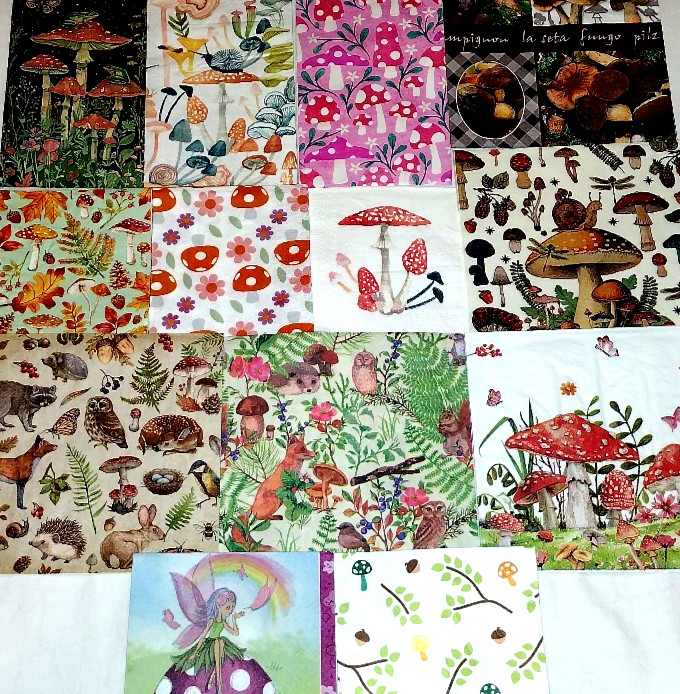 13 FANTASY WOODLAND ANIMAL MUSHROOM Paper Napkins Artist Craft Decoupage Bundle 13 FANTASY WOODLAND ANIMAL MUSHROOM Paper Napkins Artist Craft Decoupage Bundle