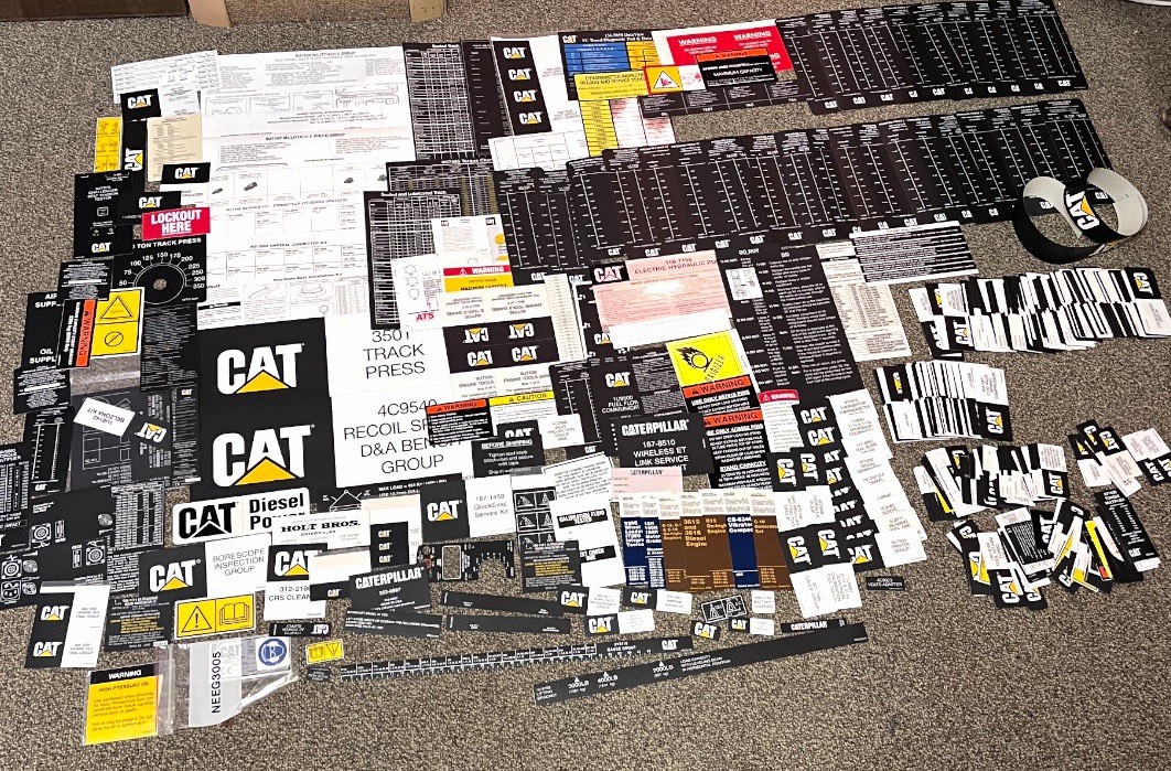 Huge Lot of 350 Different Cat Caterpillar Tractor Co Stickers Decals Labels PIA Huge Lot of 350 Different Cat Caterpillar Tractor Co Stickers Decals Labels PIA