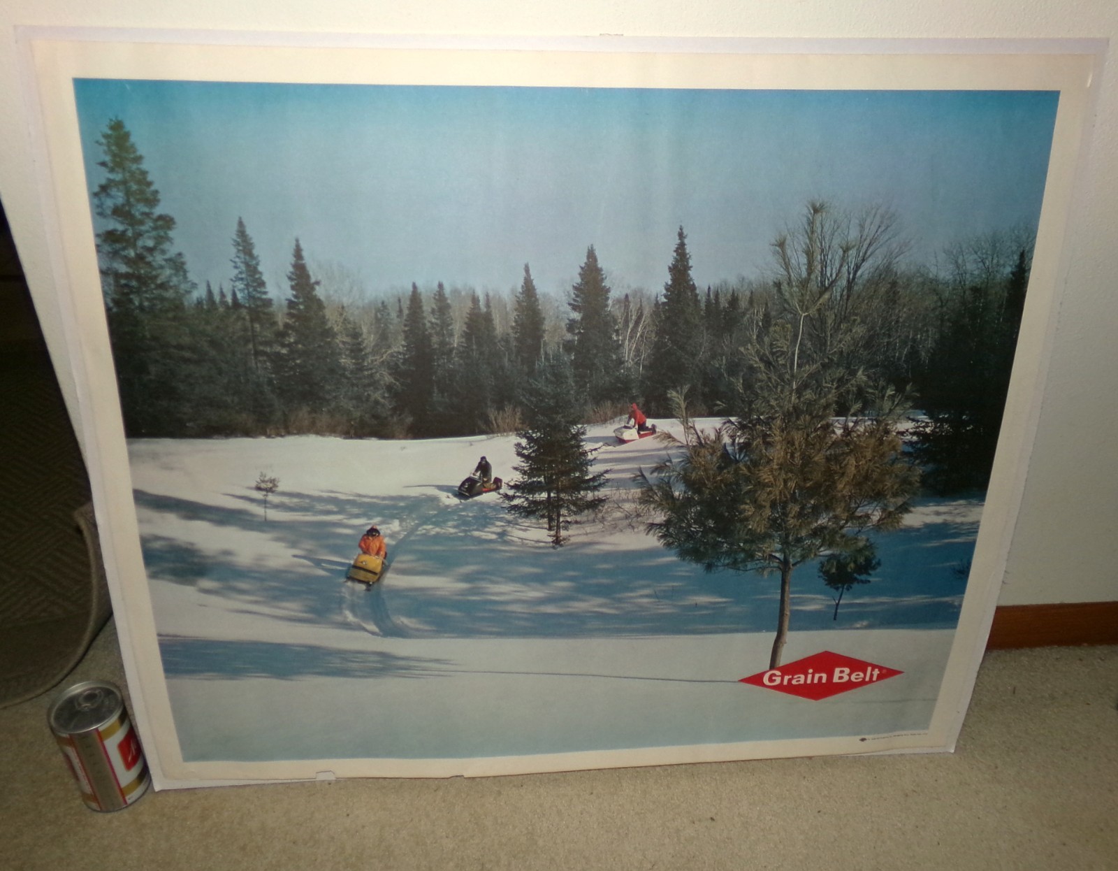 1969 GRAIN BELT beer SKIDOO OLYMPIA 320 snowmobiles wall sign MINNESOTA