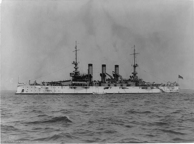 Photo:U.S.S. Minnesota Battleship Side View Bow Left c1907