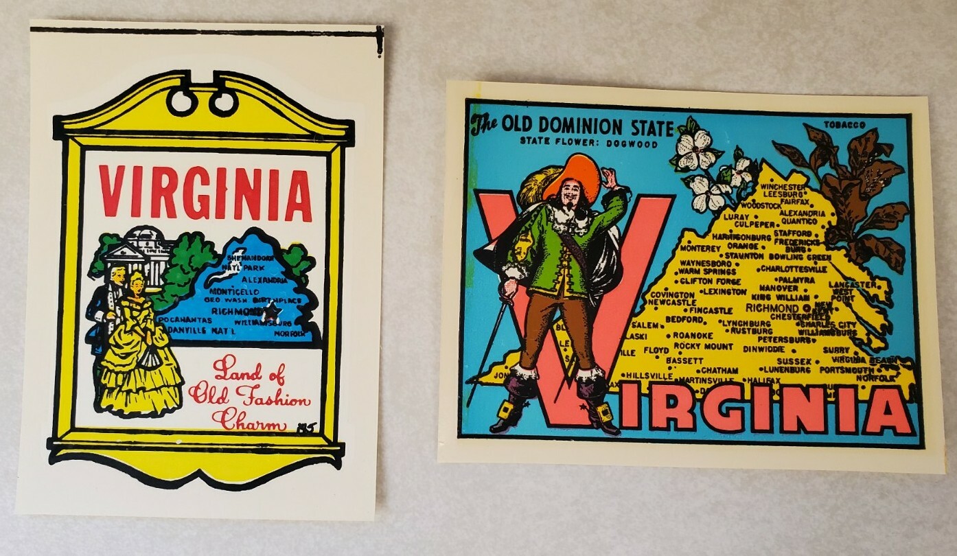 Lot of 2 Vintage Virginia Water Transfer Luggage Decals - Car Luggage Souvenir Lot of 2 Vintage Virginia Water Transfer Luggage Decals - Car Luggage Souvenir