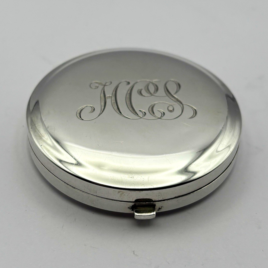 Vintage Tiffany & Co Sterling Silver Powder Compact Mirror Monogrammed 73.53g