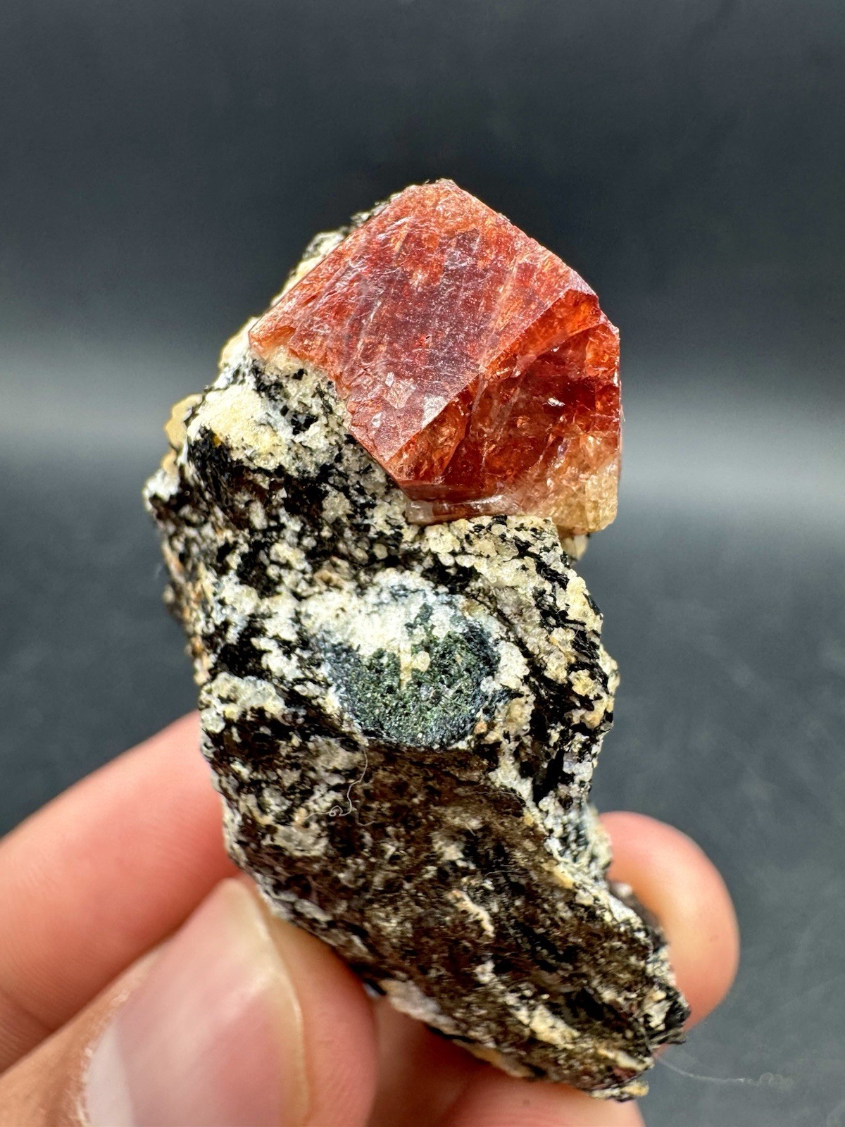 210 CTS Beautiful Red Color Zircon Crystal On Matrix  Specimen
