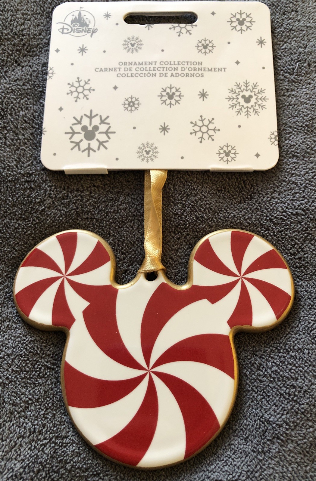 Disney Parks Mickey Mouse Icon Peppermint Swirl Double Sided  Christmas Ornament