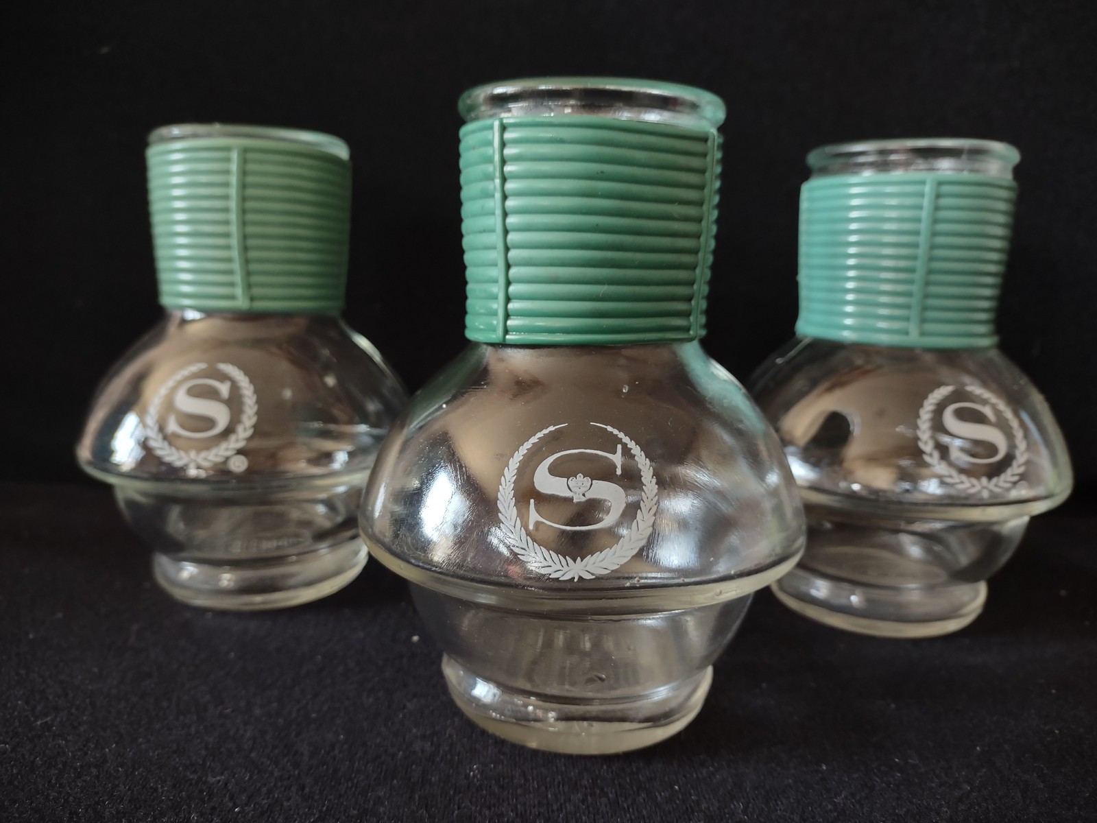Vintage Hottle Carafe Clear Glass x 2 NO Lid Glasbake Letter S (lot 5251)