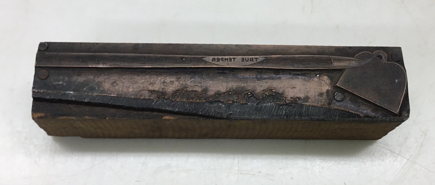 Vintage True Temper Hoe Printing Press Block Advertising……..[B11]
