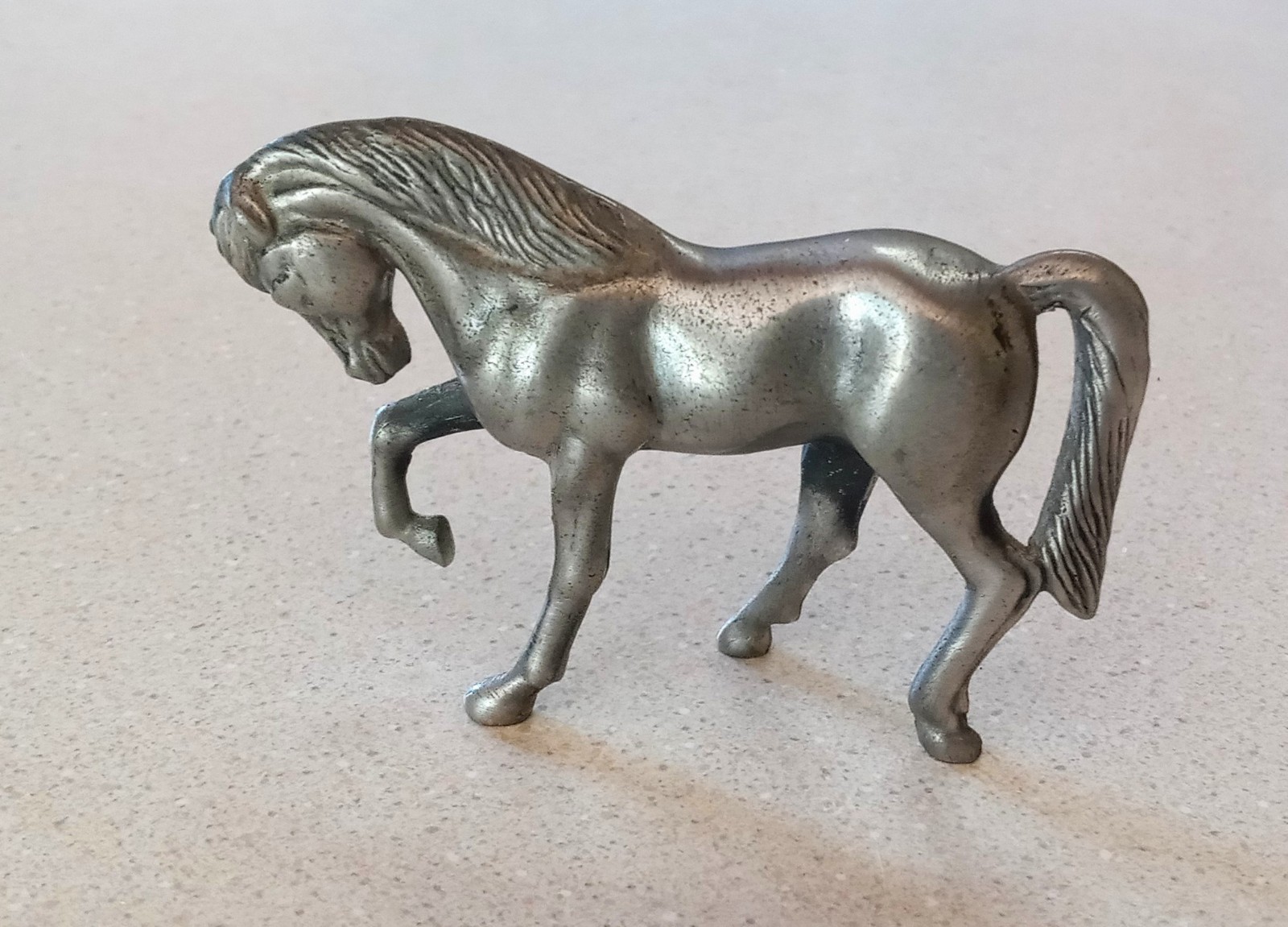 Solid Pewter Standing Horse Figurine Equestrian Collectible Statue 3.5\