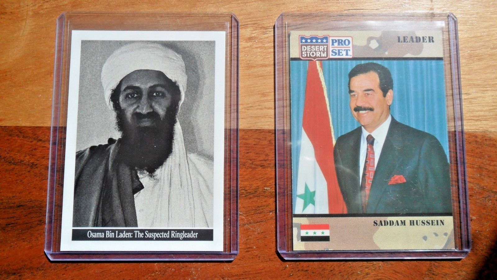 Lot  2001 Topps Enduring Freedom  Osama Bin Laden , 1991 PRO SET  Saddam Hussein
