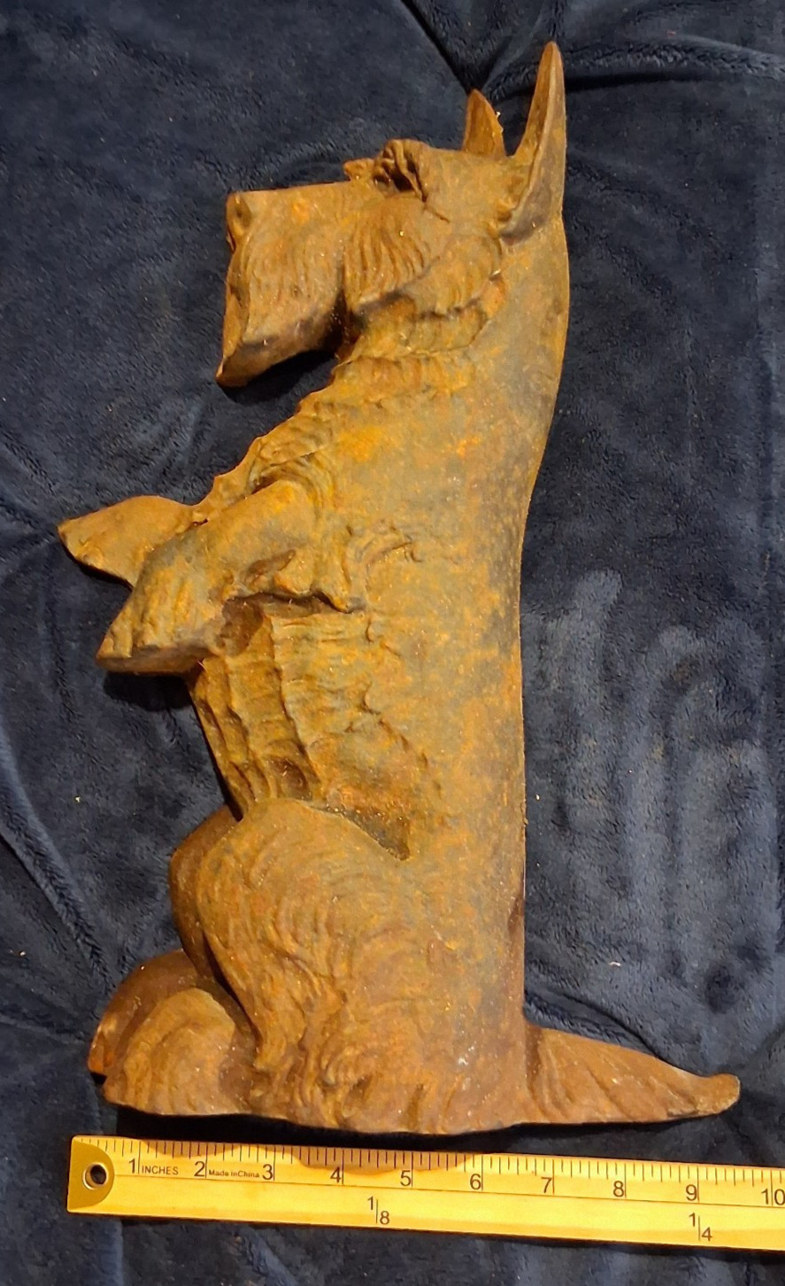 Vtg Cast Iron Scottie Dog Doorstop Scottish Terrier Begging Pose Heavy Rustic