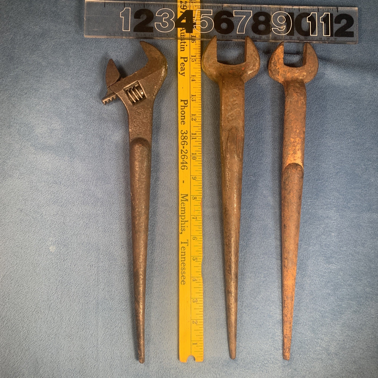 Vintage Ironworker Spud Wrench Lot 3pc AMERICAN BRIDGE CO AB CO KLEIN WRIGHT USA