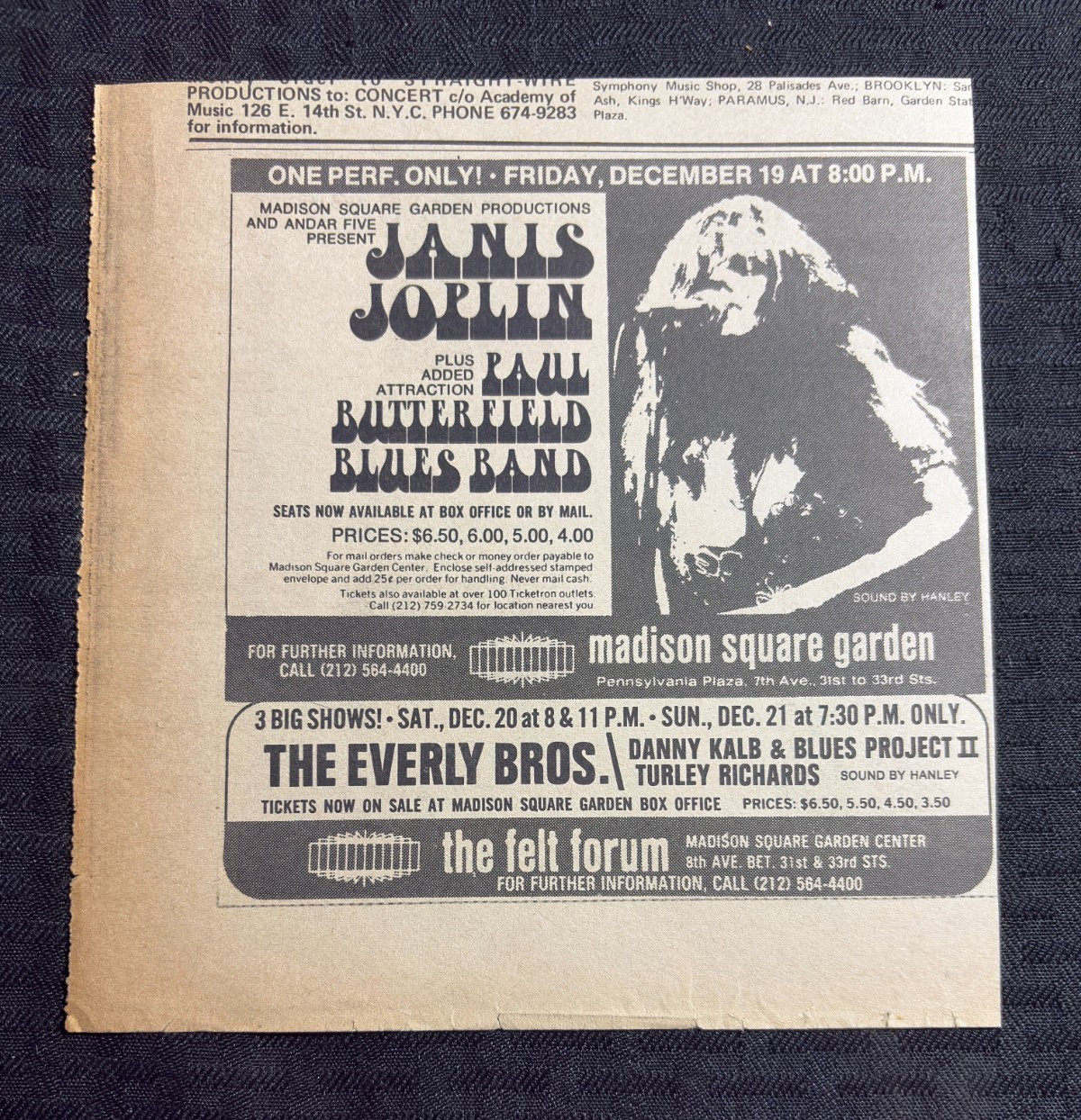 1969 THE FELT FORUM 6.5x7