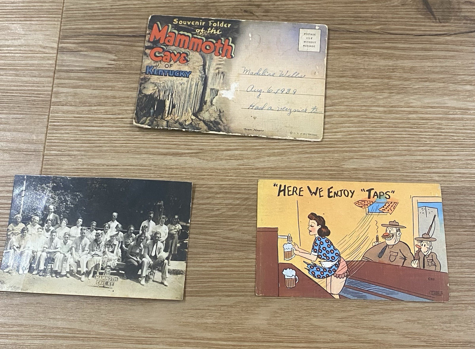 Vintage 30s 40s MAMMOTH CAVE Fold Out Postcard Set, Photo, & Postcard LOT x3