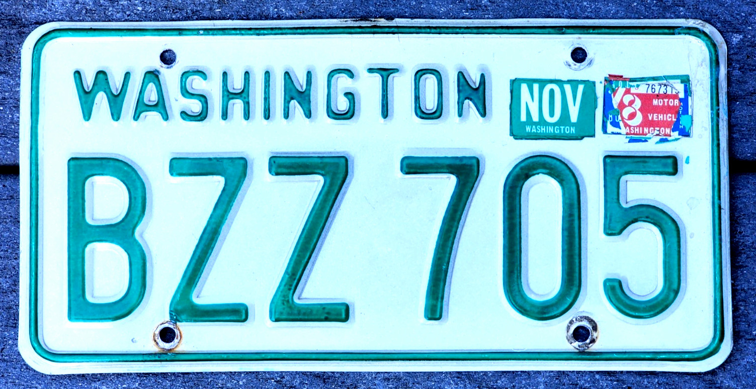Vtg 1978-1983 Washington State Car License Plate, BZZ 705