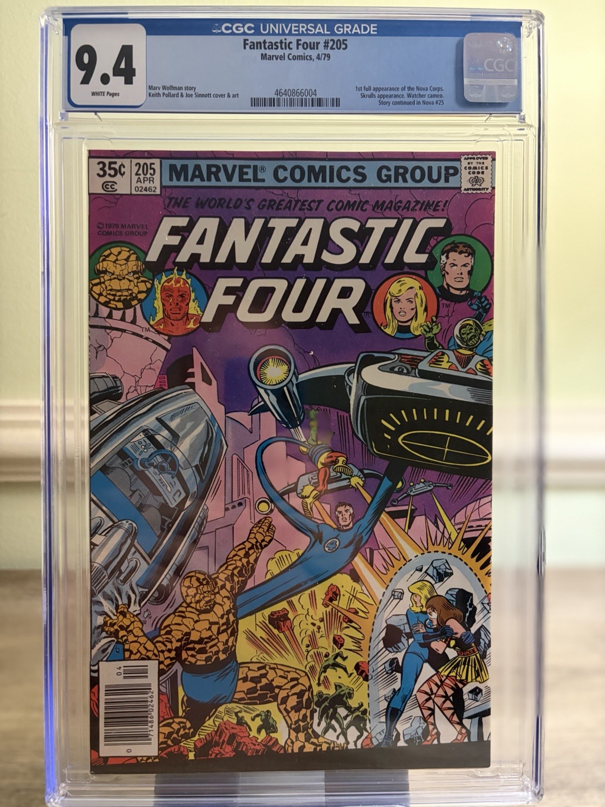 CGC 9.4 Fantastic Four #205 Marvel 1979 1st Nova Corps White Pages Newsstand Key