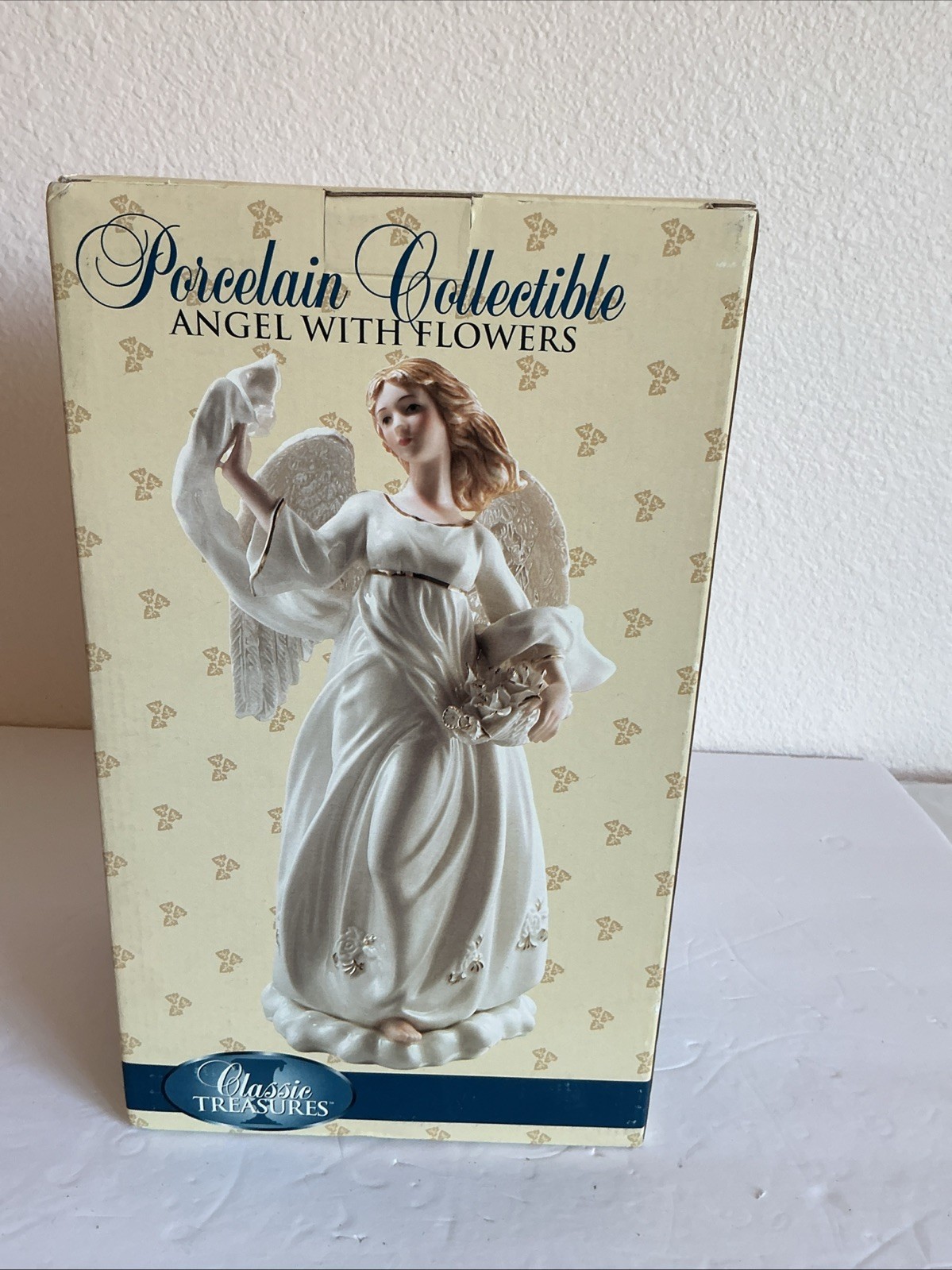 Classic Treasures Porcelain Angel with Flowers Figurine Floral Glossy Boxed
