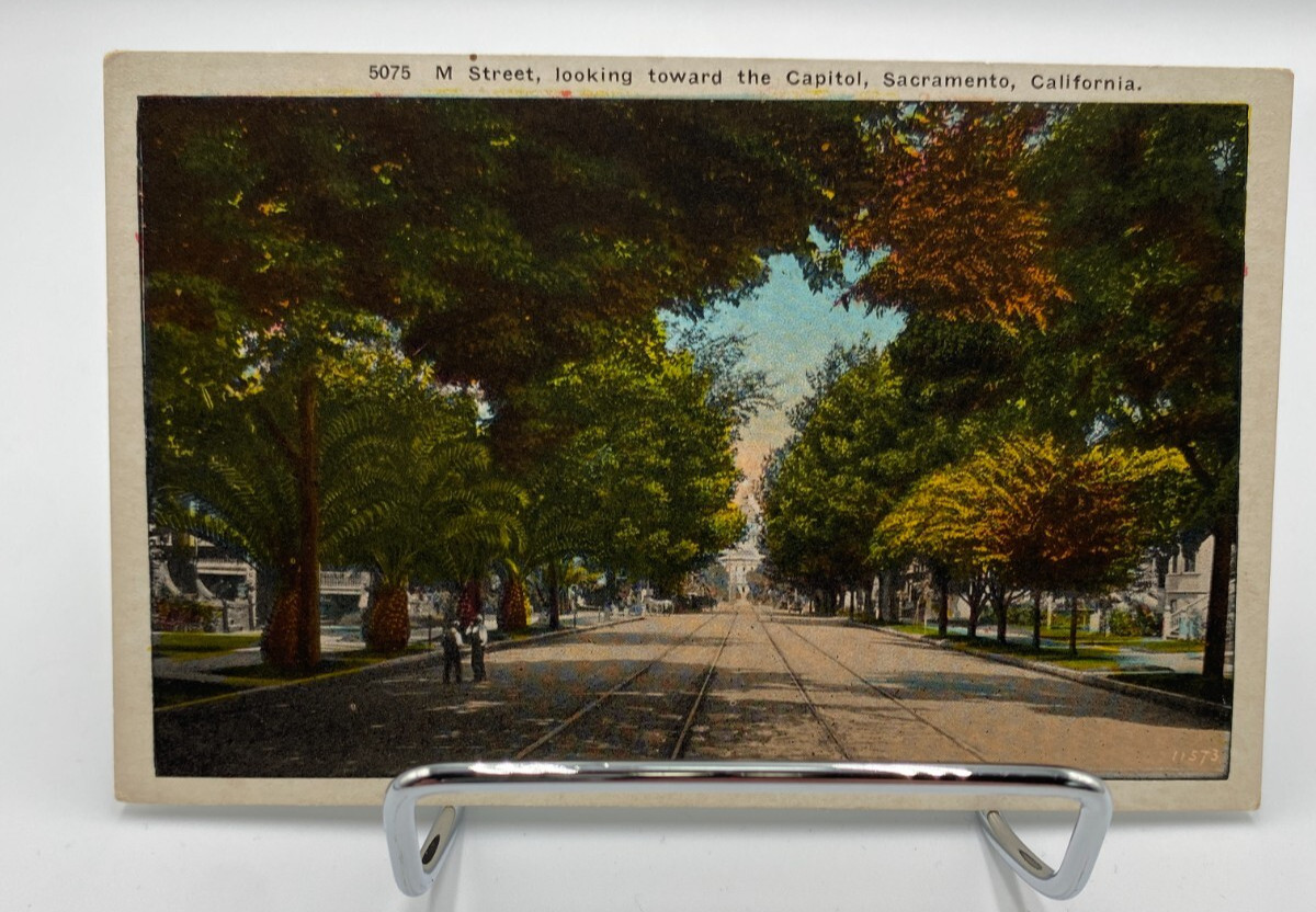 Vtg Main Street Looking Toward The Capitol Sacramento California Postcard