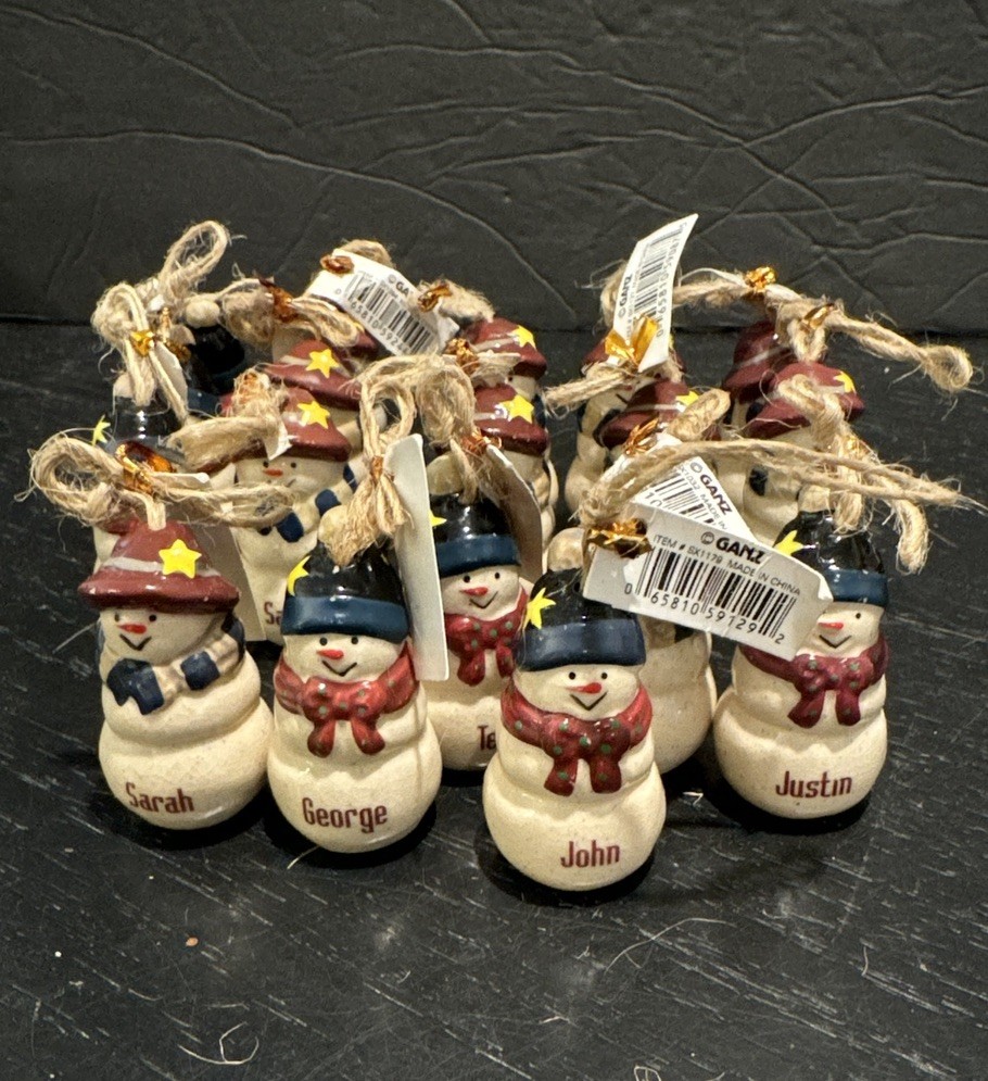 GANZ Ret Ceramic Snowman Ornament with factory Personalized Names U Choose 2”