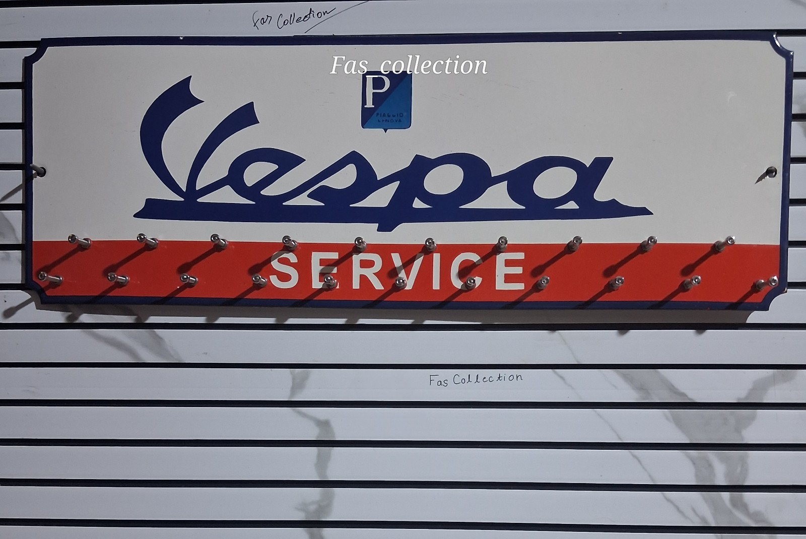 Vespa Service Porcelain Enamel  Key Holder Sign