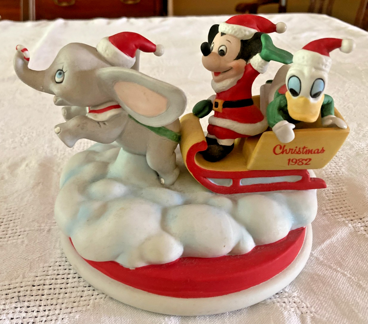Vintage Disney Fourth Edition Christmas 1982 Collectible Dumbo Mickey Figurine
